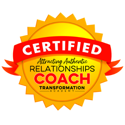 Certified Attracting Authentic Relationships Coach badge from Transformation Academy, earned by Camille (Cami) Boudreaux, relationship and life coach for women at Fix Your Picker
